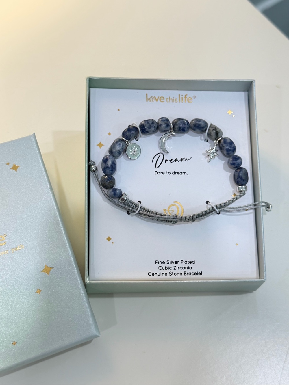 Love this life silver plated cubic zirconia stone bracelet! Blue beads/Silver!